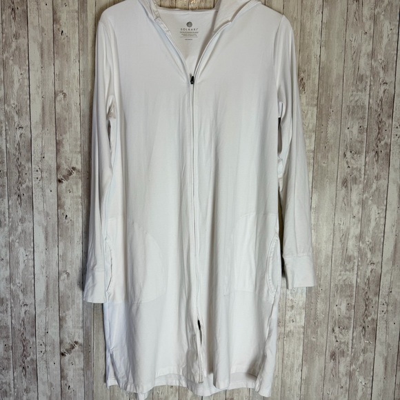 Solbari UPF50+ White Viscose Bamboo Hooded Long Jacket - Picture 2 of 10